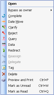 Reassign action menu