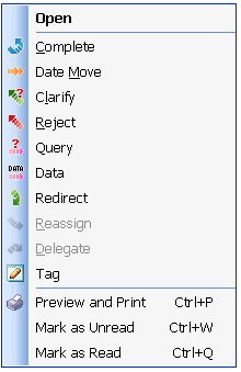 Redirect action menu